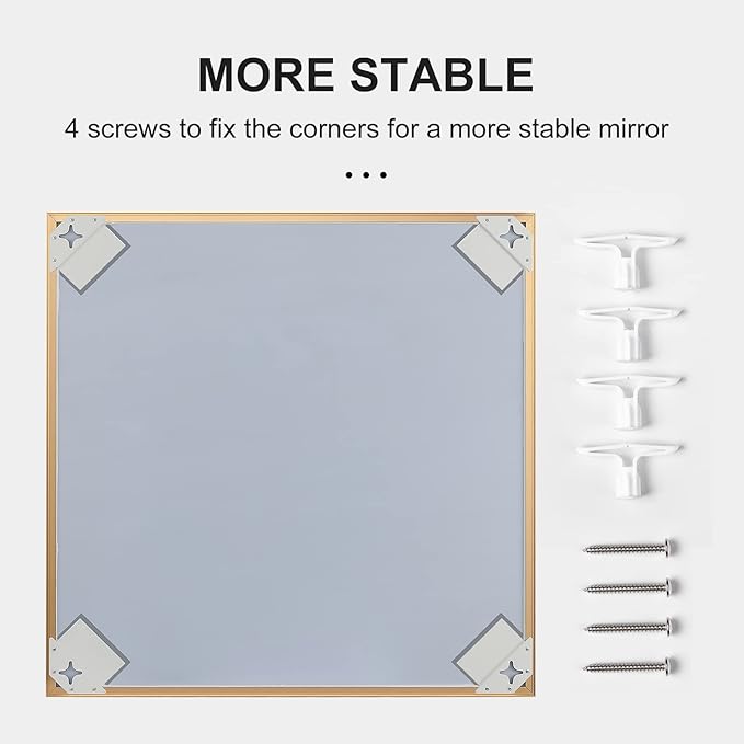 30x36 Inch Gold Mirror with Beveled Trim, Aluminum Frame Bathroom Vanity Mirror, Copper-Free Mirror, Rectangle Wall Mounted Mirror, Modern Rectangular Mirror Horizontal or Vertical