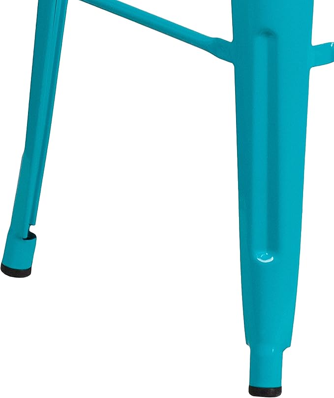 Flash Furniture Kai Commercial Grade 4 Pack 30" High Backless Crystal Teal-Blue Indoor-Outdoor Barstool