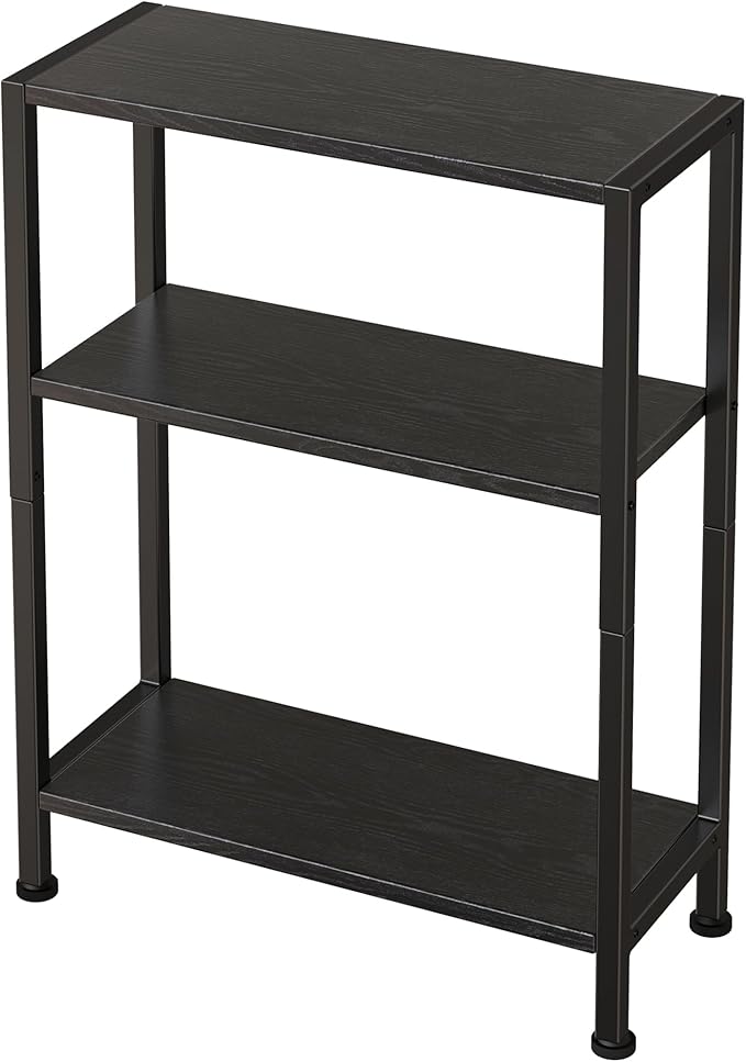 3-Tier Side Table, Small EndTable, Sofa SideTable for Narrow Spaces, Slim EndTable, NightstandTable, Skinny Bedside Table, for Living Room, Bedroom, Office, Black