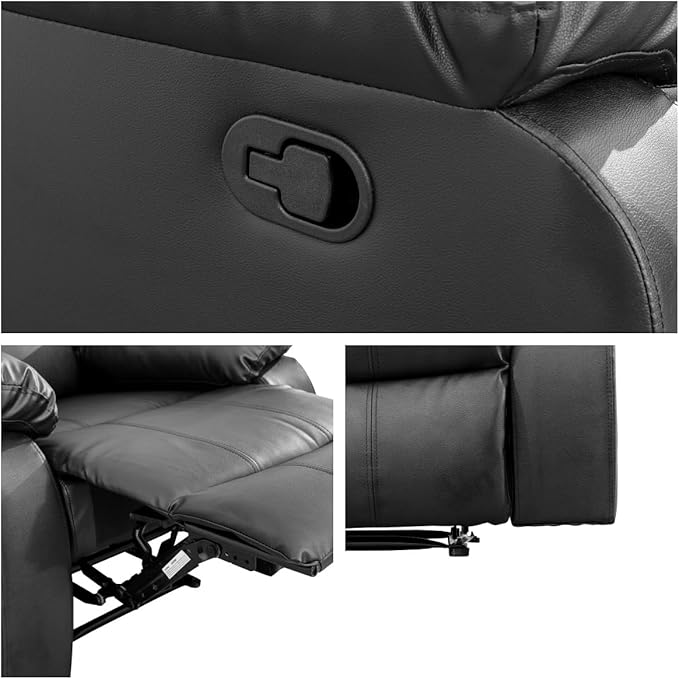 Leather Recliner Chair, Recliner Home Theater Seating, Electric Reclining Chair for Adult, Breathing Chair for Living Room, Black