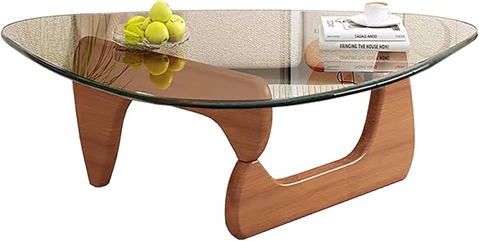 Modern Glass Coffee Table for Living Room, Mid Century Coffee Table Stylish Coffee Tables,Suitable for Bedroom Living Room Reception Office Tables(Walnut/Transparent,Large)