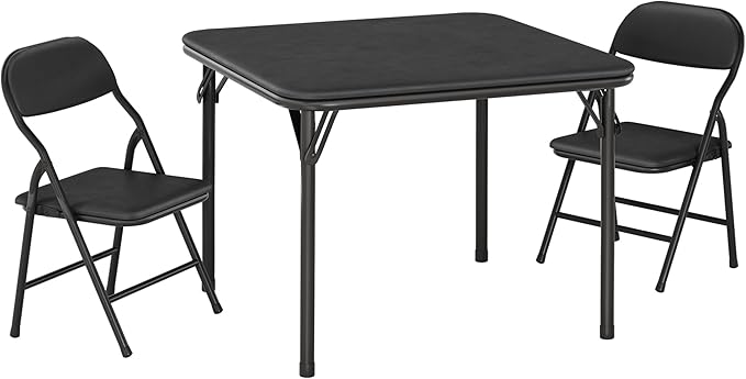 GarveeHome 3-Piece Kids Folding Table and Chairs Set, Toddlers Children's Activity Table and Chairs Set for Dining Room,Daycare,Classrooms