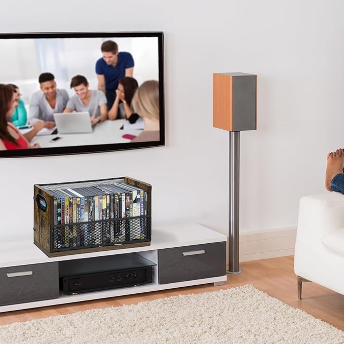 DVD Storage Rack - DVD Storage Case Holds 28 Full Case DVDs, 32 Blu-Ray Disc, Desktop or Closet DVD Stand, CD Display for Blu-Ray | Video Gam e Cases | Papers | Cards