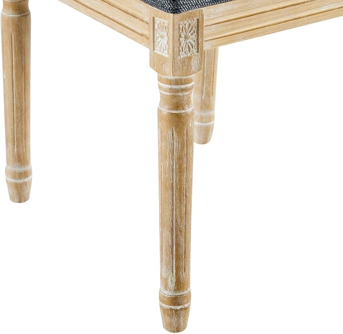 Merax Upholstered Solid Wood Dining Chairs Set of 4, French Country Style Accent Side Seating Furniture for Kitchen, Living Room, Cushioned Back, Blue Gray