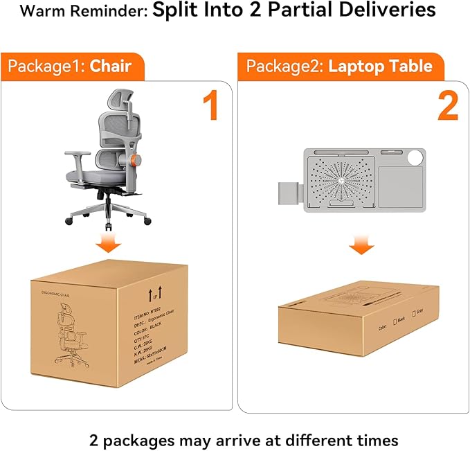 Newtral Office Chair Ergonomic - Home Office Desk Chair, Big and Tall Office Chair, Auto-Following Lumbar Support, 4D Armrest, Adjustable Seat Depth and Heigt (with Footrest + Laptop Tray, Gray)