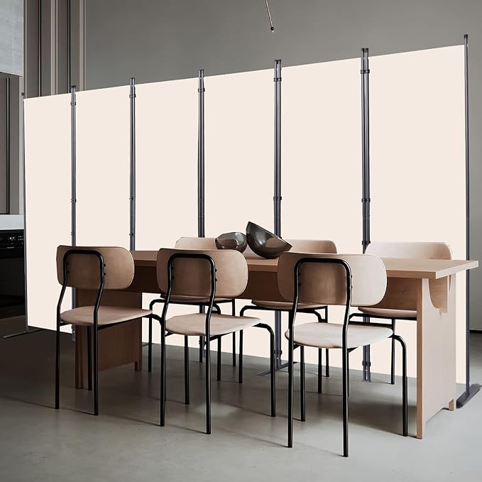 Room Divider, 6 Panel Folding Privacy Screens with Wider Support Feet, 6 Ft Portable Room Partition for Room Separator, 132" W X 71" H, Beige