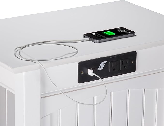 AFI Nantucket Chair Side Table with Built-in Charger in White