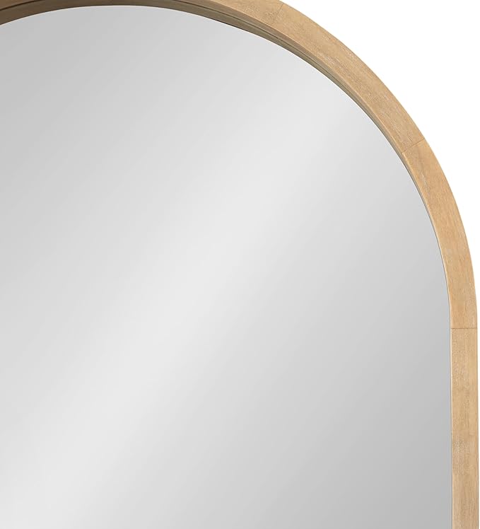 Kate and Laurel Hutton Modern Wood Arched Mirror; 24 x 36; Natural Wood; Decorative Transitional Large Arch Mirror with Deep Profile for Use as Bathroom Mirror for Over Sink
