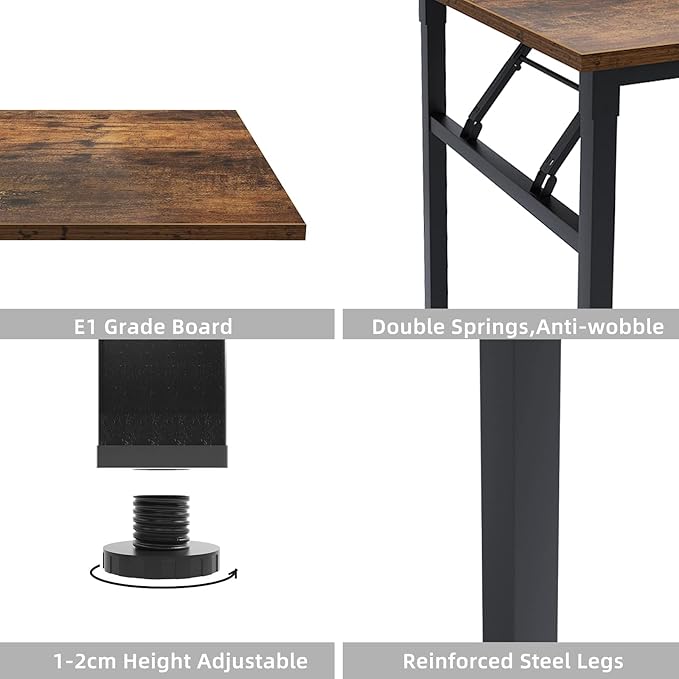 DlandHome L-Shaped Desk Large Corner Desk Folding Table Computer Desk Home Office Table Computer Workstation, ND11 (Rustic Brown)