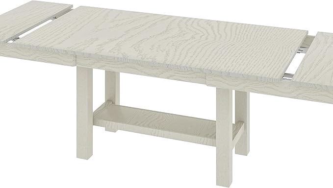 Solid Wood Extendable Farmhouse Dining Table for 4-6, Space-Saving Design for Home Kitchen and Dinner, Grey