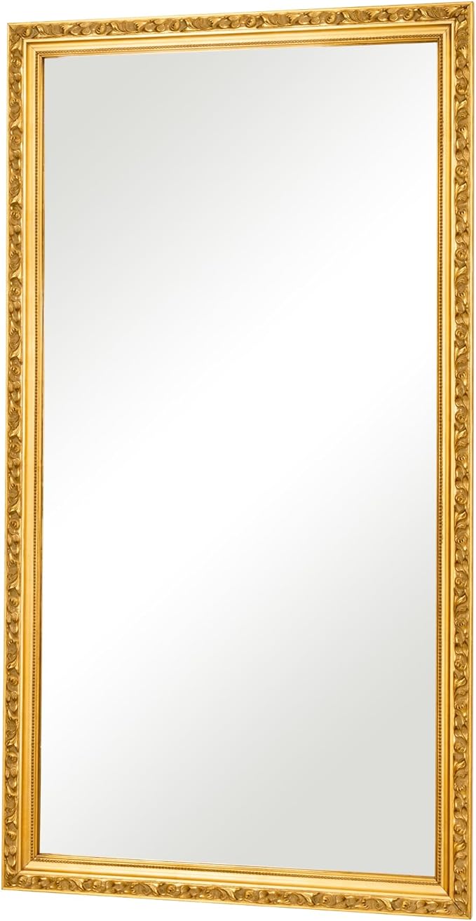 Large Vintage Decorative Mirror for Wall Decor, Gold Antiuqe Living Room Mirror with Ornate Frame, Traditional Vintage Gold Mantle Mirrors, Horizontal/Vertical,51.5'' x 27.9''