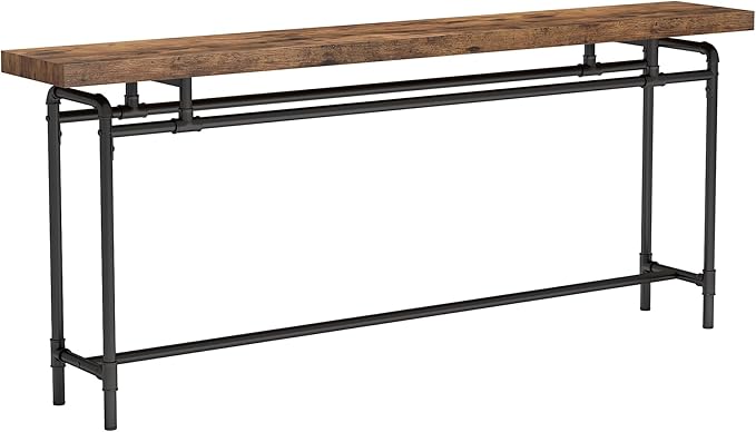 Tribesigns Console Table, 70.9 Inches Extra Long Sofa Table for Living Room, Industrial Narrow Console Sofa Tables Behind Couch, Entryway Hallway Foyer Table for Entrance, Bedroom, Rustic Brown