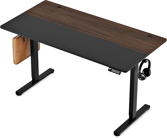 Monomi Electric Height Adjustable Standing Desk, 48x24 Inches, Ergonomic Home Office Sit/Stand Up Desk (Black Steel Frame/Black Top)