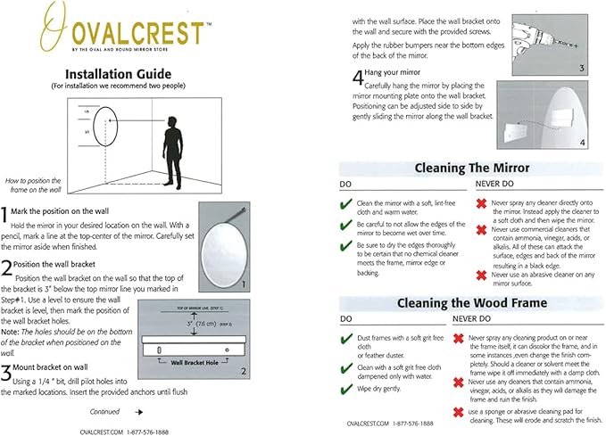 OVALCREST - Oval Wooden Beveled Wall Mirror for Home Decor, Bathroom, Vanity, Bedroom, Living Room, Hallway - London Style (Gold Spray) 19.1 x 25.1