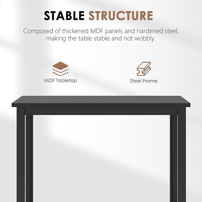 Need Small Square Dining Table- 31-1/2'' Sturdy and Heavy Duty Writing Desk for Small Spaces and Writing Table Desk Breakroom Table, Black Color
