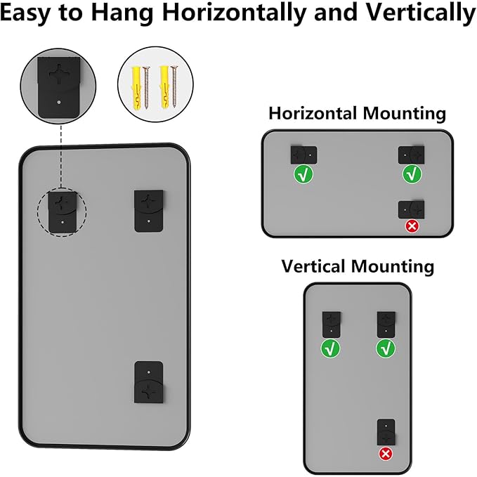 Metal Framed Bathroom Mirror, 24"X42" Anti-Rust Bathroom Vanity Mirror, High-Definition Tempered Glass Bathroom Mirrors for Over Sink, Modern Decorative Wall Mirror for Restroom