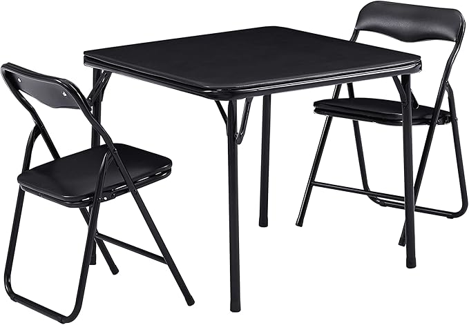 VECELO Kids Folding Activity Table and Chair Set, with Ultra Soft Padded Cushion, 3 Piece, Black
