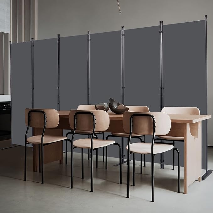 Room Divider, 6 Panel Folding Privacy Screens with Wider Support Feet, 6 Ft Portable Room Partition for Room Separator, 132" W X 71" H, Grey