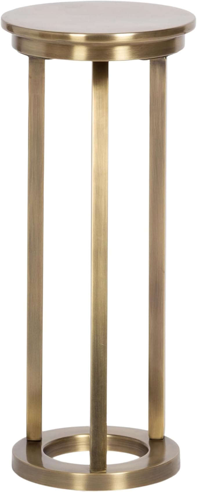 Kate and Laurel Aja Modern Metal Round Drink Table, 9 x 9 x 22, Antique Brass, Decorative Geometric Pedestal Table with Circular Tabletop for Use as Metal Indoor Plant Stand