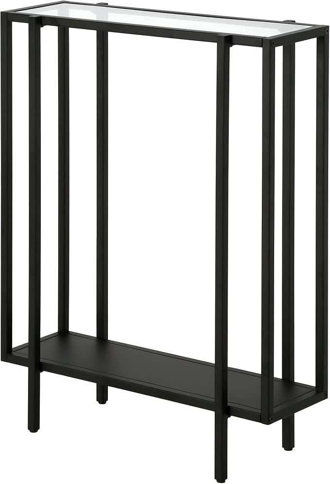Vireo 22'' Wide Rectangular Console Table with Metal Shelf in Blackened Bronze