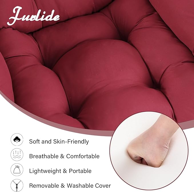 Lazy Chair with Ottoman, Comfy Fabric Accent Lounge Armchair with Lumbar Pillow and Folding Footrest, Reading Leisure Sofa Chair for Bedroom, Living Room, Dorm,Burgundy
