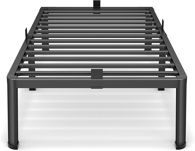 16 Inch Twin Size Metal Platform Bed Frame with Round Corners, Storage Space Under High Bed Frame-Heavy Duty Steel Slats Support, Noise Free - Easy Assembly - No Box Spring Needed