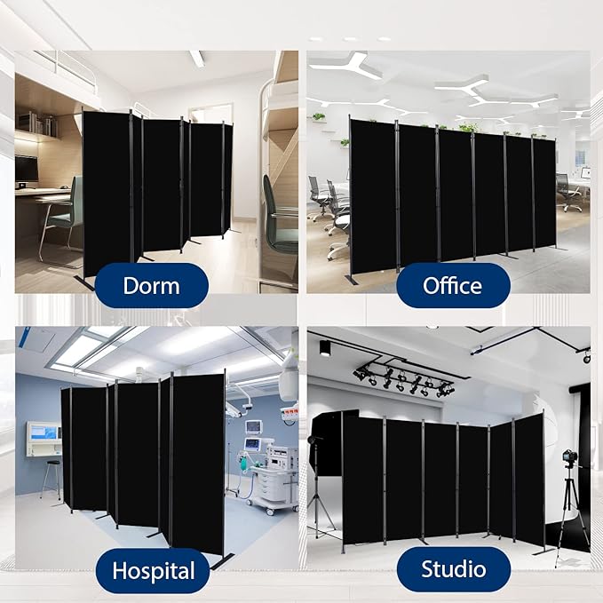 Room Divider and Folding Privacy Screens, 6 Panel Wide Room Divider Wall Screen for Room Separtition, Partition Room Dividers Fabric Panel Wall Dividers Freestanding for Office, Bedroom, Studio Dorm