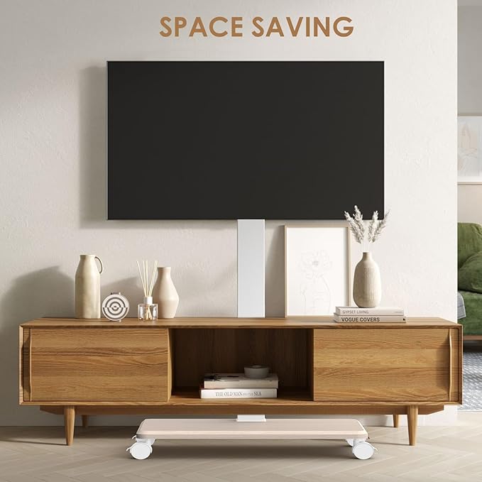 Rolling TV Stand with Power Outlet, Swivel Mobile Portable TV Cart for 32-75 Inch TVs up to 110 lbs, Landscape to Portrait, Height Adjustable Outdoor TV Stand with Wheels, Max VESA 600x400mm