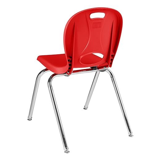 Learniture LNT-118-CSW-RD Learniture Structure Series Stackable School Chairs for Classroom, 18" Seat Height, Red, Pack of 4