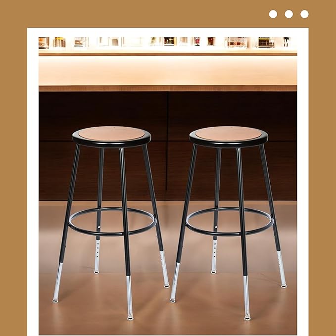 OEF Furnishings (2 Pack Height Adjustable Steel Stools, Black, 25-33"