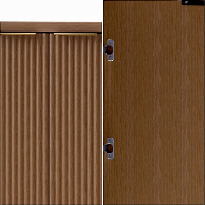 Buffet Cabinet, Sideboard Fluted Cabinet Modern Kitchen Buffet Storage Cabinets with Doors and Shelves, Wood Farmhouse Coffee Bar Station for Entryway & Dining Room & Living Room, Walnut