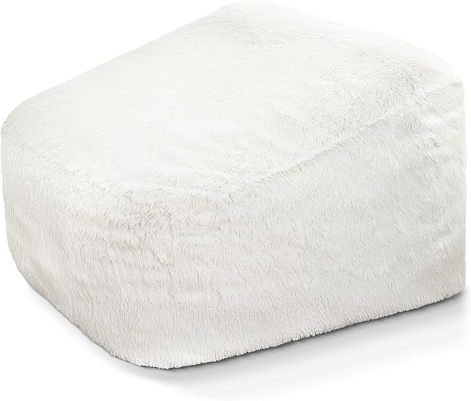 Recaceik Bean Bag Chair Large Bean Bag Chairs, with Fluffy Removable Spongefor, for Living Rooms, bedrooms, Study Rooms, and Offices(White)