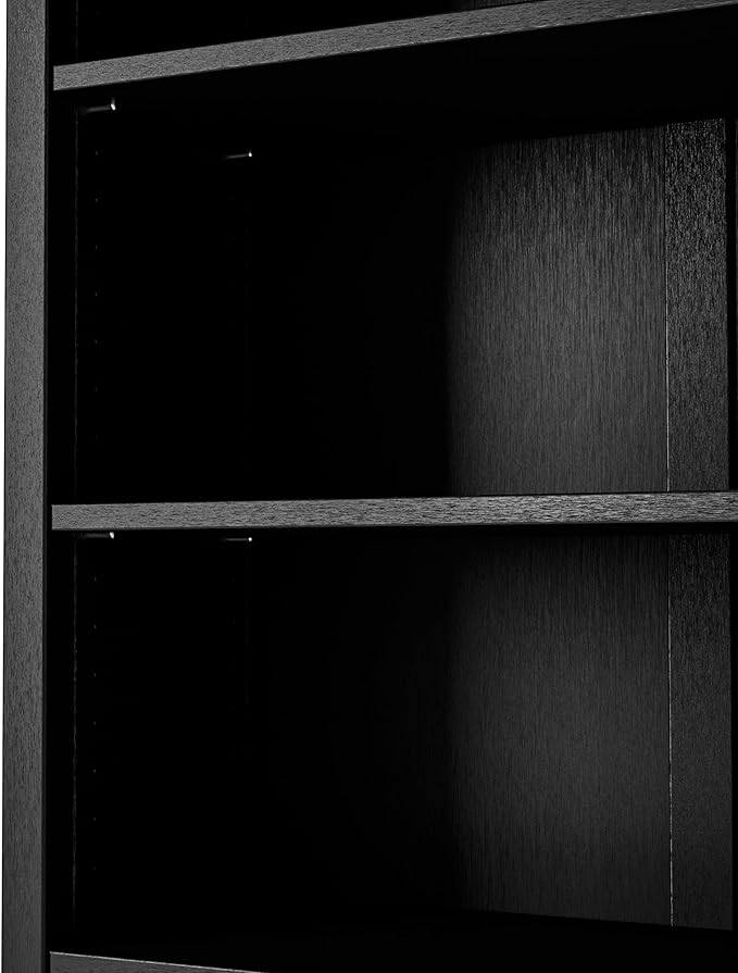 Camaflexi Shaker Style 4 Shelf Bookcase/Solid Wood / 48" High/Adjustable Shelving/Closed Back/Display Bookshelf for Living Room, Bedroom, Home and Office, Black
