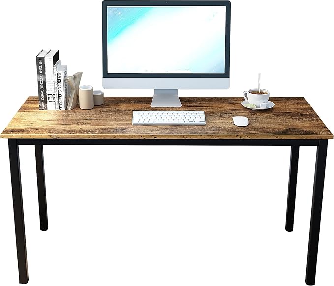 DlandHome 47 inch Computer Desk Home Office Table Writing Desk Study Table Gaming Desk Workstation (47 inch, Rustic Brown)