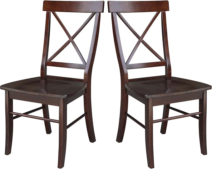 International Concepts X- Back Chair, with Solid Wood Seat, Java