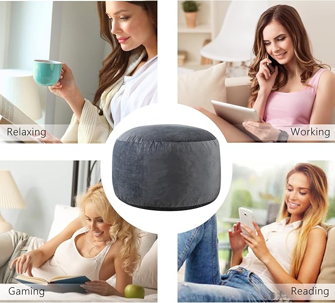 3 Ft Large Bean Bag Chairs for Adults/Teens with Memory Foam Filling, Comfy Bean Bag Sofa with Filler Included, Soft Dutch Velvet Fabric Beanbags,3 Foot, Grey