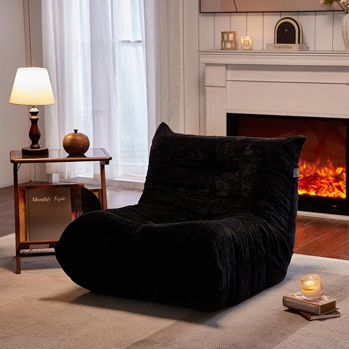 Bean Bag Chair, Fireside Chair Big Bean Bag Sofa for Adults/Teens, Memory Foam Bean Bag Gaming Chairs with Comfy Design & Premium Fabric, Lazy Floor Sofa for Living Room, Bedroom, Dark Gray