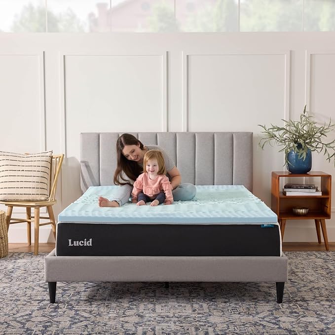 LUCID Gel Infused Memory Foam Mattress Topper – 2 Inch Mattress Topper – 5 Comfort Zones Relieve Pressure – CertiPUR-US Certified Foam - King