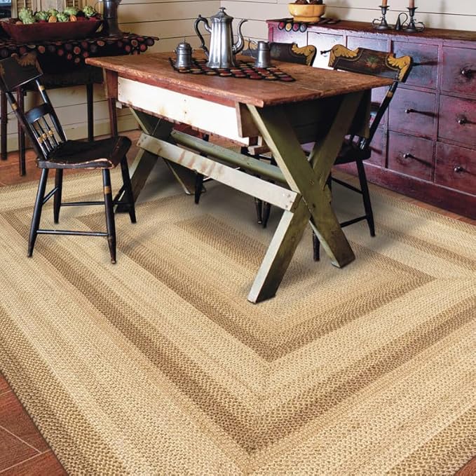 Cookie Dough Braided Area Rug 6x9' - Rustic Farmhouse Rugs for Living Room, Dining Room and Bedroom