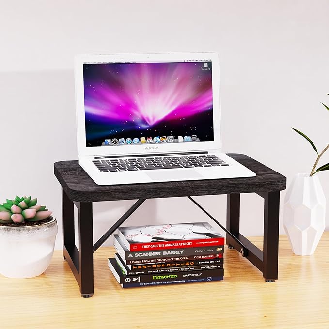 One Step Stool, Wooden Foot Stool for Adults, Small Stepping Stool for Bed and Closet, Heavy Duty Step for Kitchen, Dorm, and Indoor Use, Dark Gray