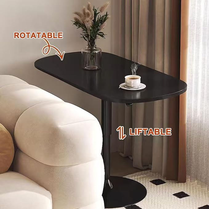 Adjustable Height Couch Side Table, 23.5"-31.5" Height Laptop Table for Couch, TV, Reading, Drinks, Working, Black