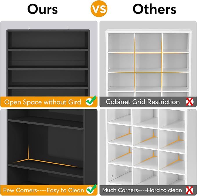 Tribesigns Shoe Cabinet, 9 Tiers 40-45 Pairs Heavy Duty Wood Freestanding Shoe Storage Cabinet, 70.8'' Tall Shoe Cabinet with Open Storage for Entryway, Black