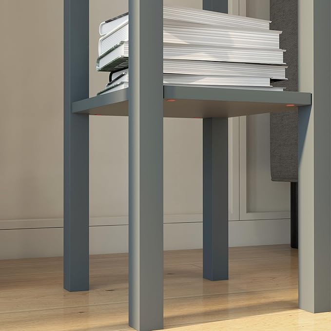 HOMCOM 2-Tier Side Table with Drawer, Narrow End Table with Bottom Shelf, for Living Room, Set of 2, Gray