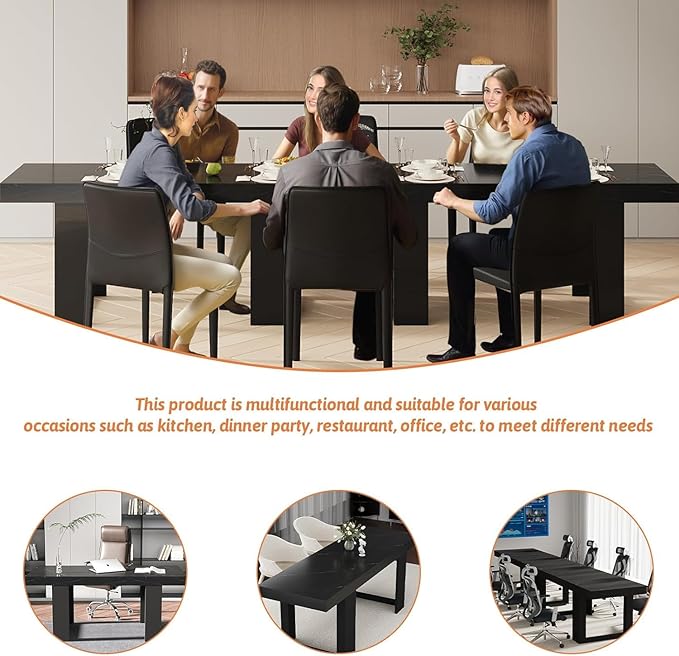 63"-78.74" Rectangular Extendable Dining Table for 6-10 People – Modern Farmhouse Wooden Kitchen Table with Brown Finish, Large Extendable Table for Dining Room or Conference Use