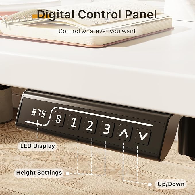 JOY worker Small Electric Standing Desk, 35" x 20" Whole Piece Height Adjustable Desk with Memory Controller, White Sit to Stand Desk Workstation for Home Office