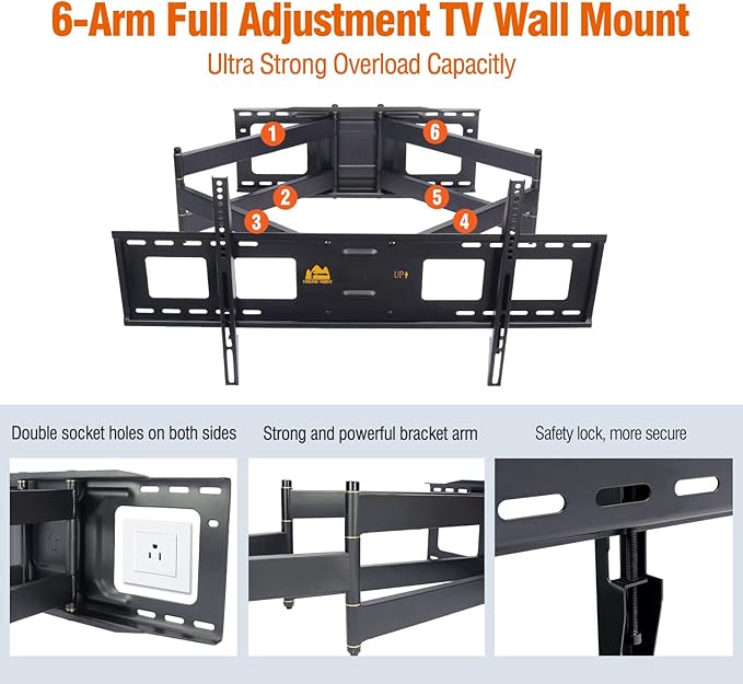 FORGING MOUNT Long Extension TV Mount, Heavy Duty Dual Arm Full Motion TV Wall Mount Bracket with 43 inch Long Arm,Fits 50 to 90 Inch LCD, OLED 4K Flat/Curve TVs, Holds up to 165 lbs,VESA800x400mm