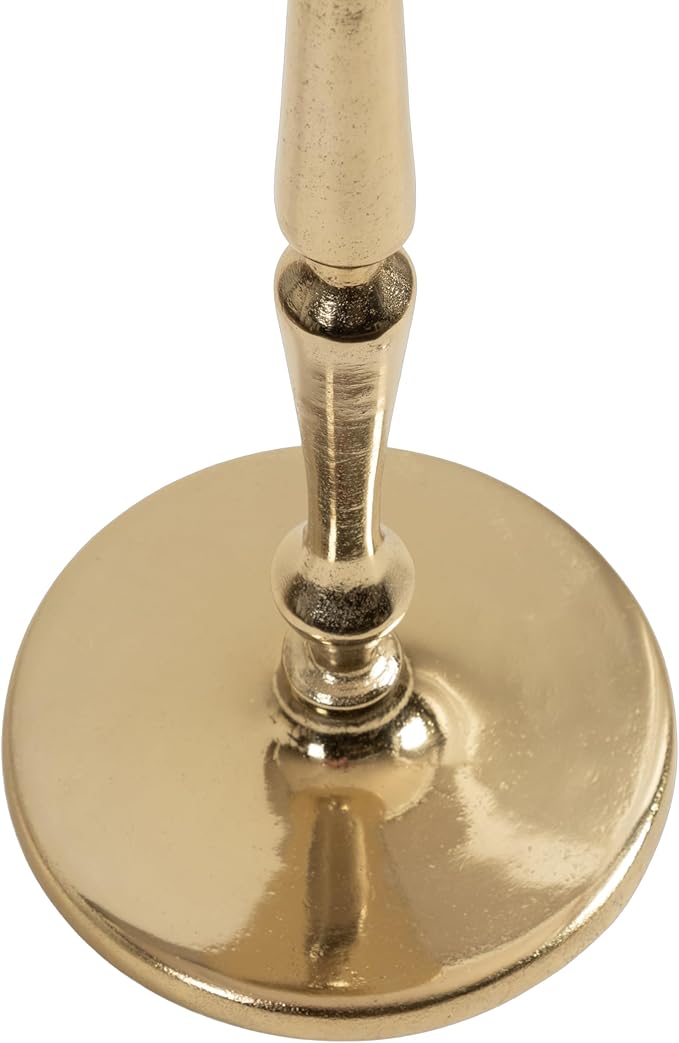 Kate and Laurel Carling Traditional Metal Round Drink Table, 9 x 9 x 22, Gold, Vintage Cast Aluminum Accent Table with Unique Spindle Design for Use as Indoor Plant Stand or Living Room Decor Piece