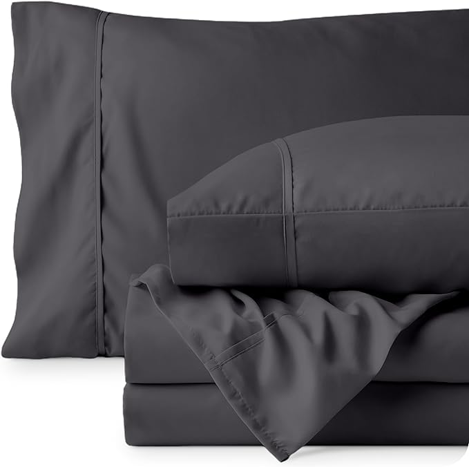 Bare Home Twin Sheet Set - 1800 Ultra-Soft Microfiber Twin Bed Sheets - Double Brushed - Deep Pockets - Easy Fit - Extra Soft - 3 Piece Set - Bedding Sheets & Pillowcases (Twin, Forged Iron Grey)