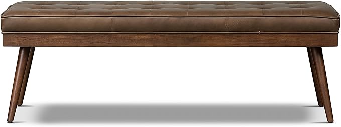POLY & BARK Napa Luca Leather Bench in Cocoa Brown