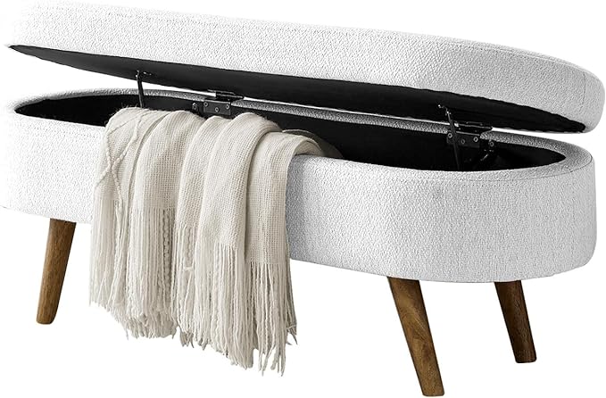 NicBex Ottoman Bench with Storage for Bedroom, 43.5" Upholstered End of Bed Bench with Rubber Wood Legs, Linen Storage Bench for Living Room or Entryway,
